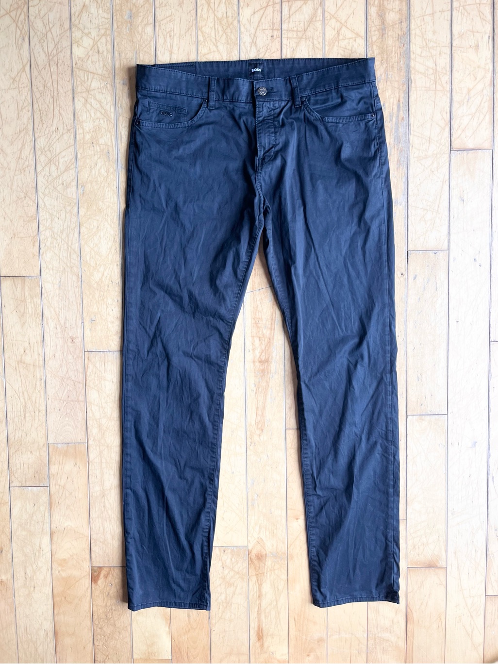 Hugo Boss Delaware Slimfit Italian Fabric Stretch Black Pants 36 X 34